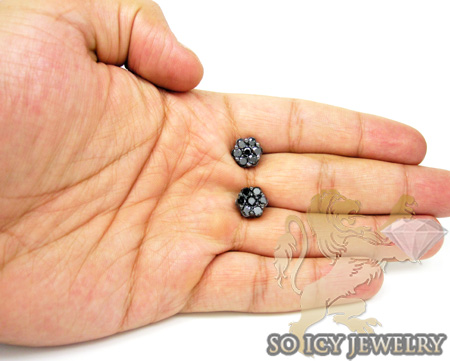 14k black gold black diamond cluster earrings 3.00ct - Image 3