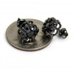 14k black gold black diamond cluster 9mm earrings 1.75ct