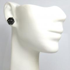 14k black gold black diamond cluster 9mm earrings 1.75ct