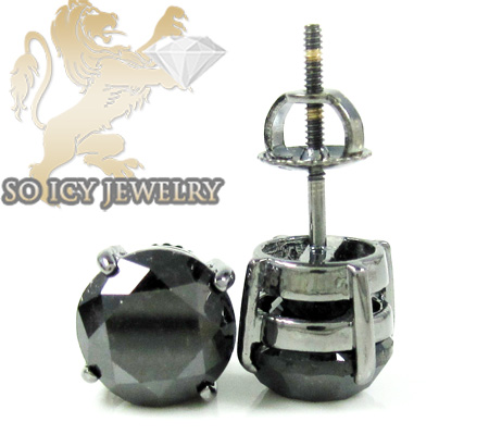 14k black gold black diamond studs 6.00ct - Image 2