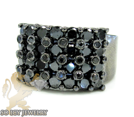 Mens 14k black gold black diamond cluster ring 4.00ct