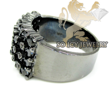 Mens 14k black gold black diamond cluster ring 4.00ct