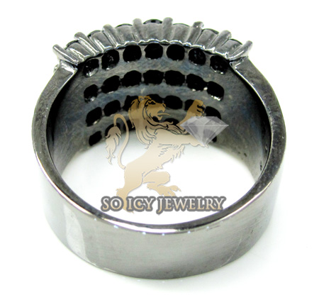 Mens 14k black gold black diamond cluster ring 4.00ct