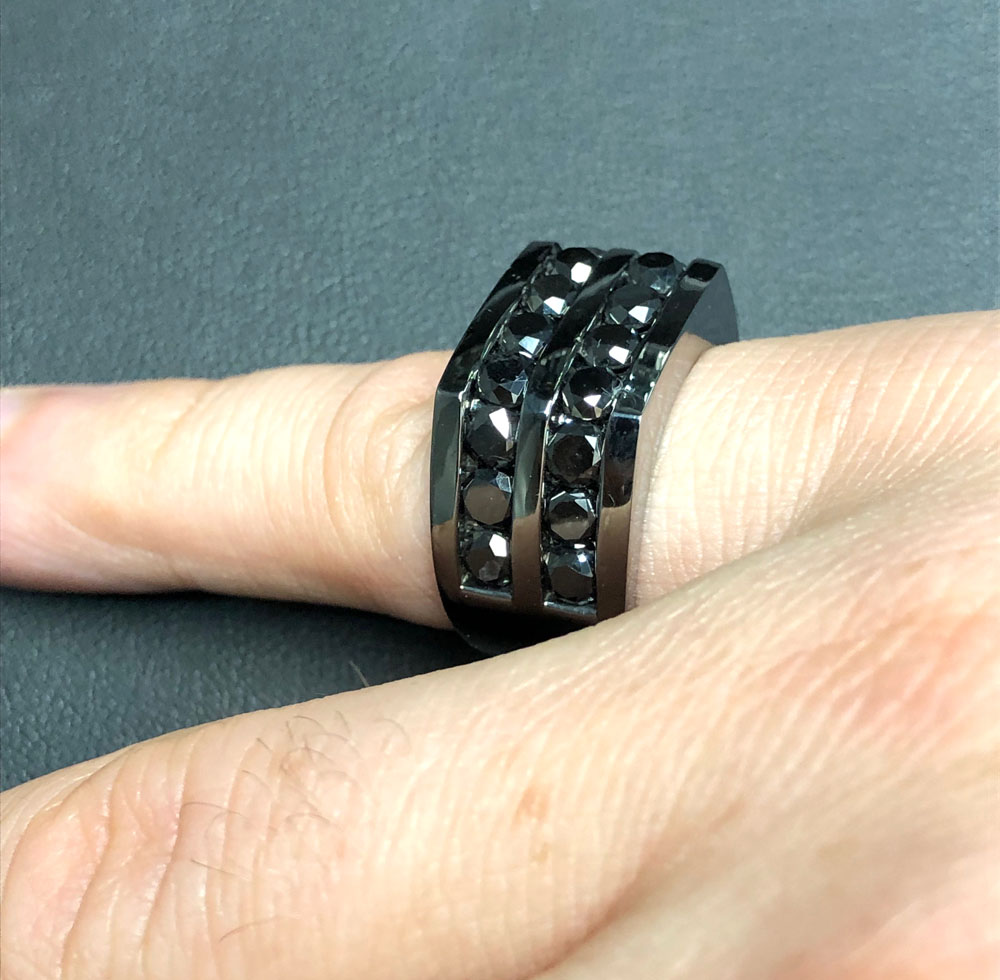 Mens 14k black gold black diamond pinky ring 7.00ct