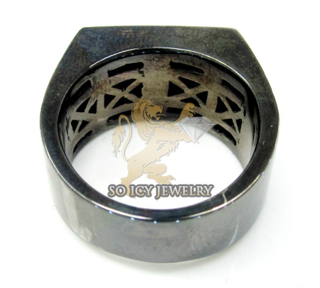 Mens 14k black gold black diamond pinky ring 7.00ct