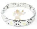 White stainless steel yellow screw link bracelet