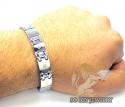 White stainless steel yellow screw link bracelet