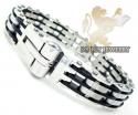 White stainless steel rubber link handcuff bracelet