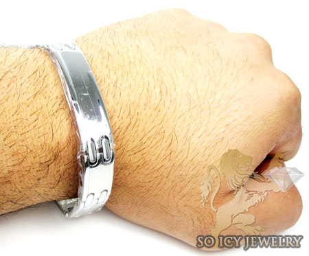 White stainless steel box link bracelet - Image 2