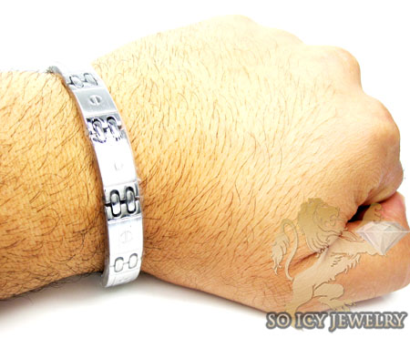 White stainless steel screw link bracelet - Image 2