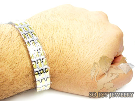 Two tone stainless steel multi-link design bracelet - Image 2