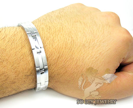 White stainless steel multi-link bracelet - Image 2