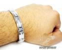 White stainless steel box link cz bracelet