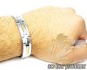 Two tone stainless steel yellow checkered link bracelet