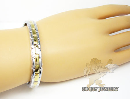Two tone stainless steel multi-link design bracelet - Image 2