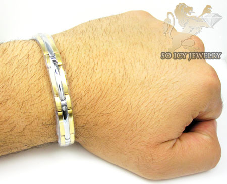 Two tone stainless steel fashion bracelet - Image 2