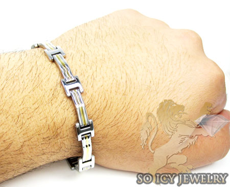 Two tone stainless steel fashion bracelet - Image 2