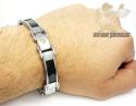 Two tone stainless steel black carbon fiber screw link bracelet