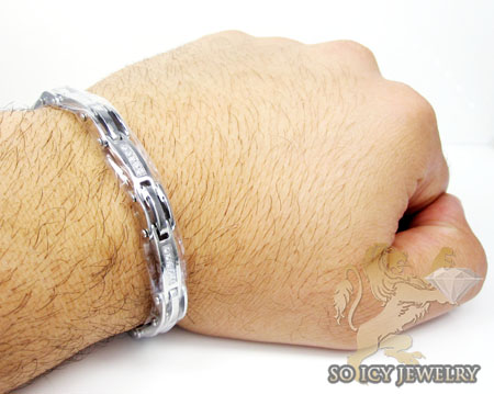 White stainless steel cz fashion bracelet