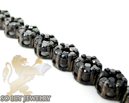 Ladies 14k black gold black diamond flower bracelet 8.00ct