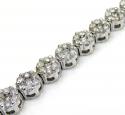 Ladies 14k white gold round diamond flower bracelet 7.00ct