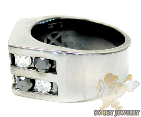14k black gold white & black diamond 2 row fashion mens ring 3.50ct - Image 4