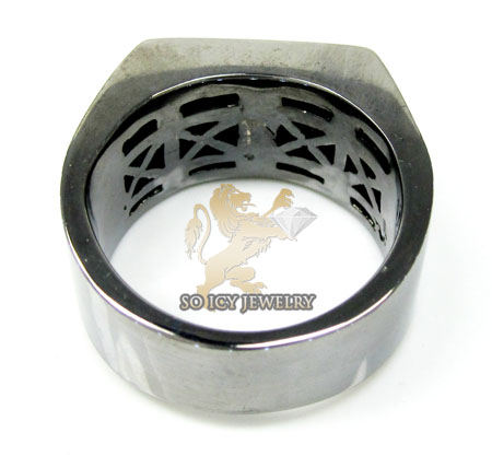 14k black gold white & black diamond 2 row fashion mens ring 3.50ct - Image 5