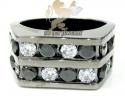 14k black gold white & black diamond 2 row fashion mens ring 3.50ct