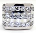 14k white gold 3 row diamond fashion mens ring 3.85ct