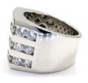 14k white gold 3 row diamond fashion mens ring 3.85ct