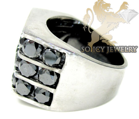 14k black gold 3 row black diamond fashion mens ring 6.00ct