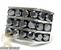 14k black gold 3 row black diamond fashion mens ring 6.00ct