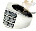 14k black gold 3 row black diamond fashion mens ring 6.00ct