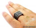 14k black gold 3 row black diamond fashion mens ring 6.00ct