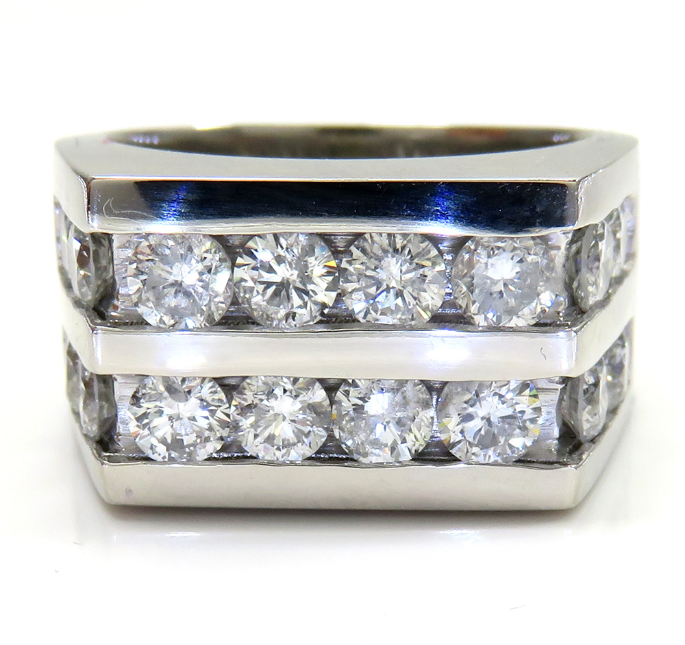 14k white gold 2 row diamond wedding band ring 2.50ct