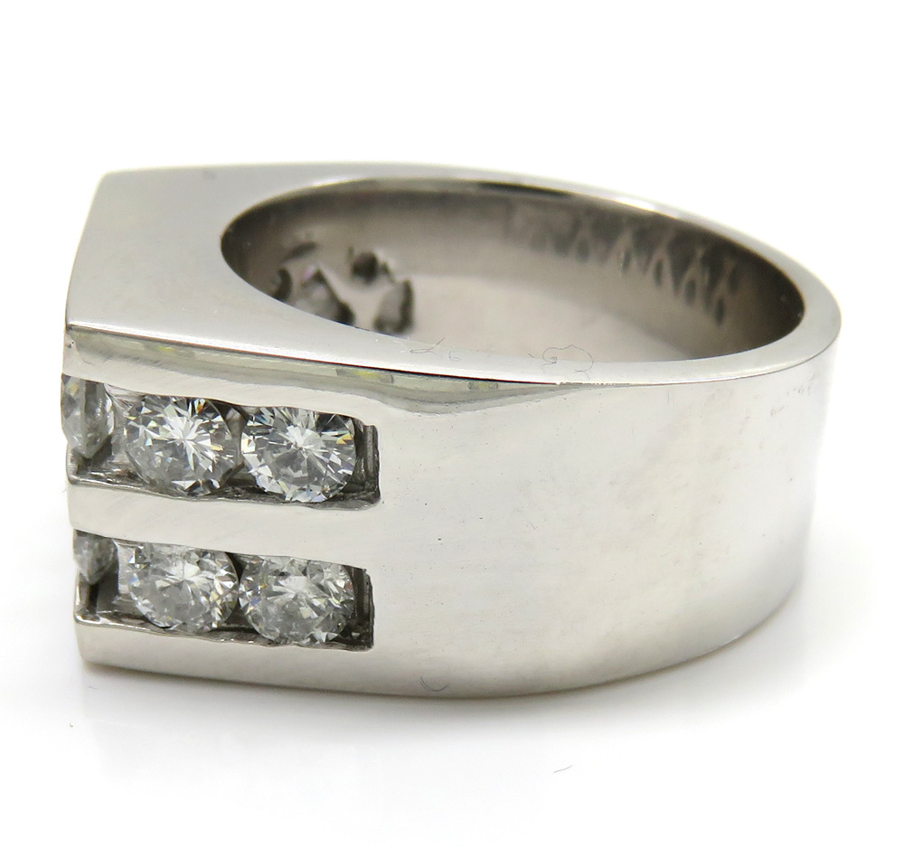 14k white gold 2 row diamond wedding band ring 2.50ct