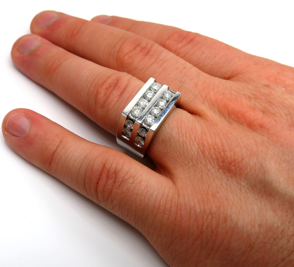 14k white gold 2 row diamond wedding band ring 2.50ct - Image 5