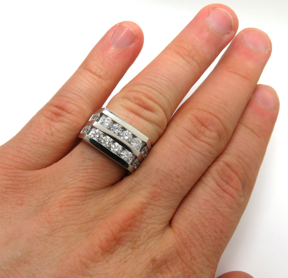 14k white gold 2 row diamond wedding band ring 2.50ct