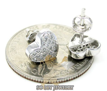 .925 silver round diamond heart earrings 0.35ct