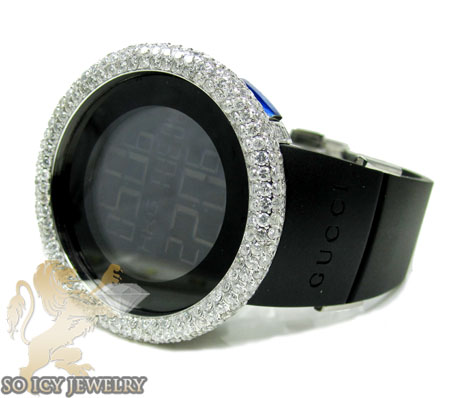 Mens diamond igucci digital full case big bezel watch 12.50ct