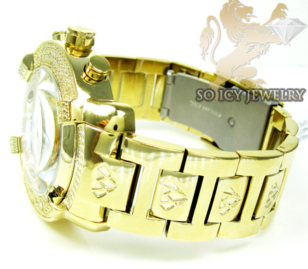 Mens aqua master genuine diamond yellow ornament watch 0.20ct