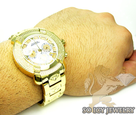 Mens aqua master genuine diamond yellow ornament watch 0.20ct