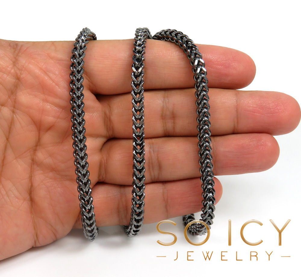 10k black gold franco link chain 30 inch 4.7mm