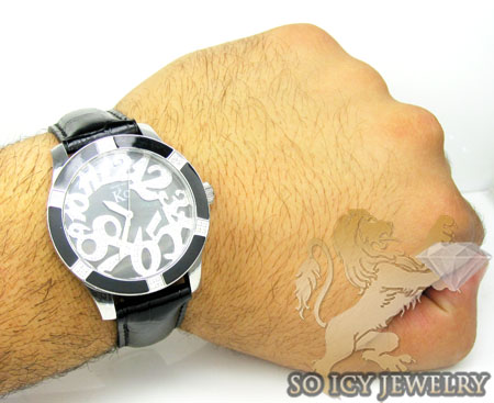 Techno com kc diamond black enamel white stainless steel watch 0.50ct - Image 5