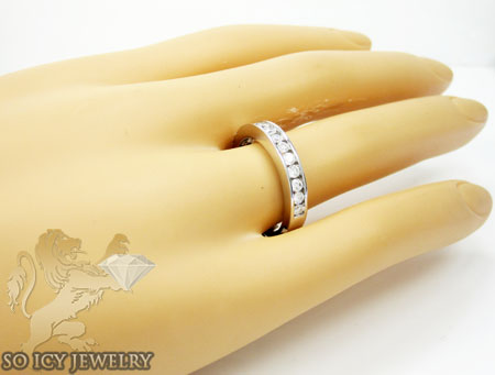 Unisex 14k white gold round diamond wedding band 0.50ct
