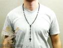 925 black silver rosary italy necklace 30 inches 6mm