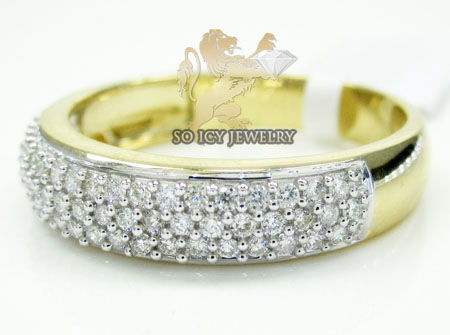 Mens 14k yellow gold round diamond wedding band 1.00ct