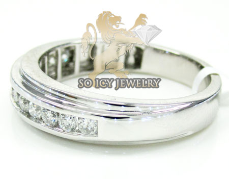 Mens 14k white gold round diamond wedding band 1.10ct