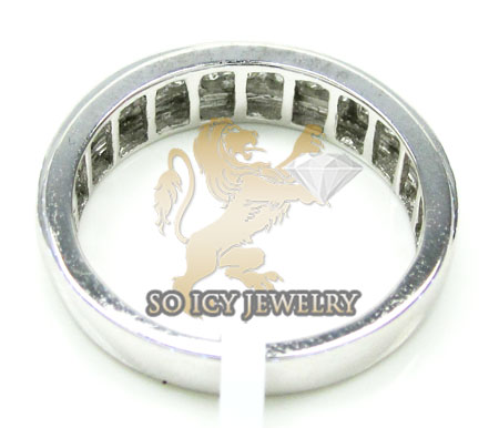 Mens 14k white gold round diamond wedding band 1.10ct