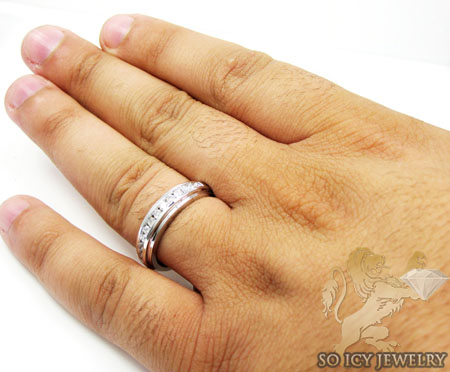 Mens 14k white gold round diamond wedding band 1.10ct